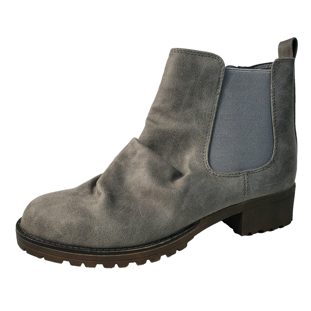 Annelise Cordell Gray Ankle Boots 7M Zip Stretch Comfort Casual Bootie